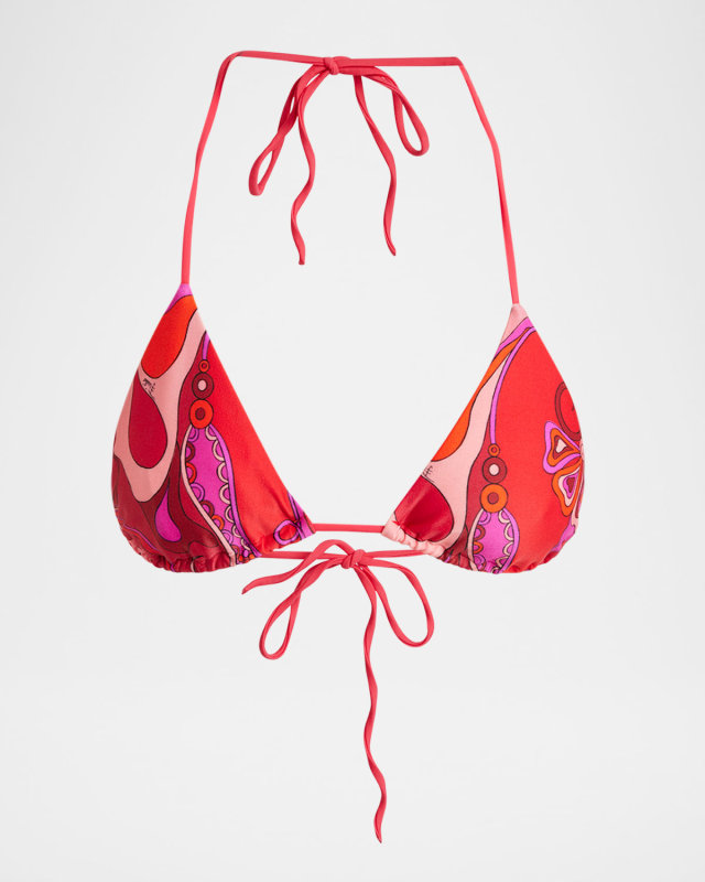 Orchidee-Print Triangle Bikini Top